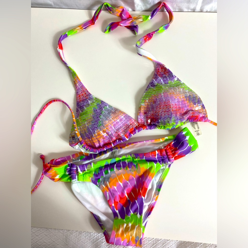 VICTORIAS SECRET- Colourful Sequin 2 Piece Bikini Hipster Padded Swimsuit